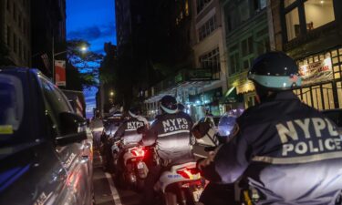 Security forces take measures around the area where protesters gather to commemorate the third anniversary of George Floyd's death