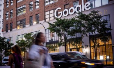 The Google logo on their building at 111 Eighth Avenue in New York on Tuesday