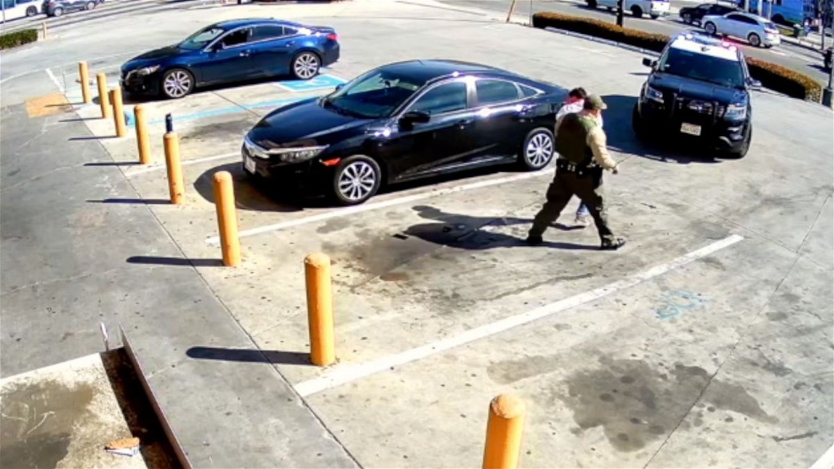 Footage provided by Emmett Brock's attorney shows Brock being thrown to the ground by the deputy seconds after exiting his car at a convenience store in Whittier.