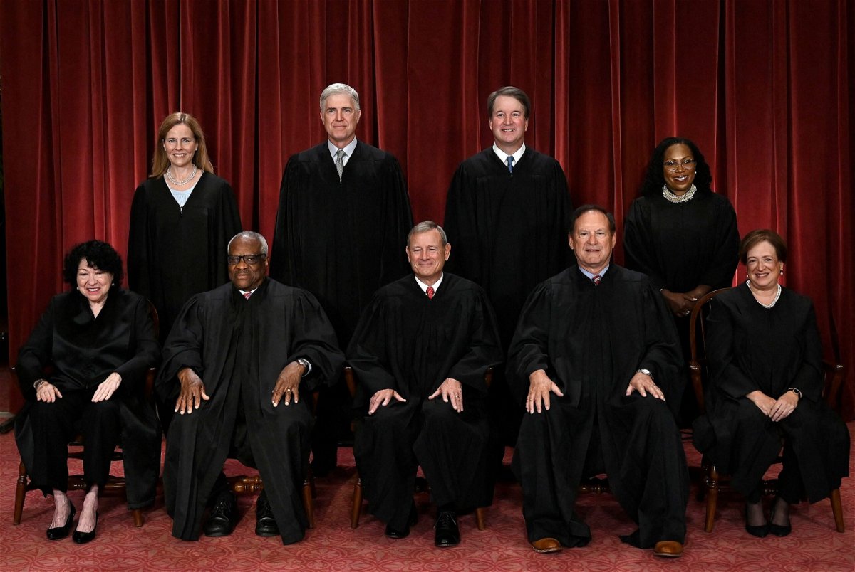 Justices of the US Supreme Court pose for their official photo at the Supreme Court in Washington