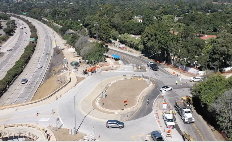 San Ysidro and Olive Mill Roundabouts come alive with traffic while final work is completed