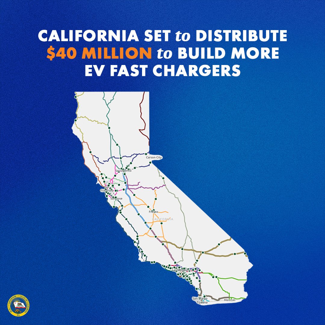 California Set to Distribute $40 Million to Build EV Fast Chargers