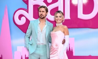 (from left) Ryan Gosling and Margot Robbie at the London premiere of 'Barbie' in July.