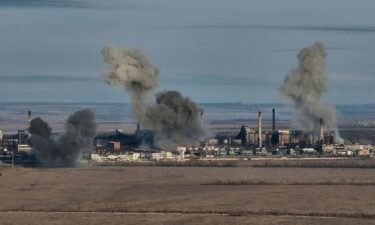 Smoke rises from the Avdiivka Coke and Chemical Plant on February 15.