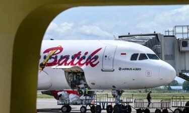 A Batik Air passenger plane is pictured at Sultan Iskandar Muda International Airport in Indonesia in 2022.