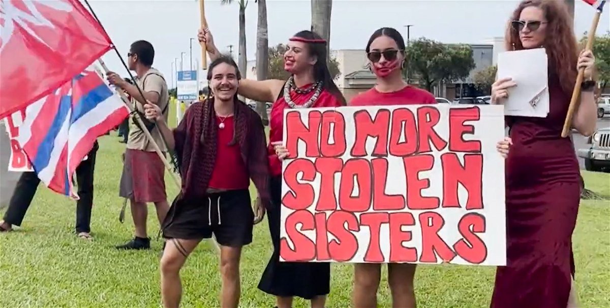 <i>KITV via CNN Newsource</i><br/>Advocates and survivors lined Kanoelehua Avenue in Hilo to break the silence. “Red Dress Day” was promoted across the islands in May to call attention to missing and murdered indigenous women.