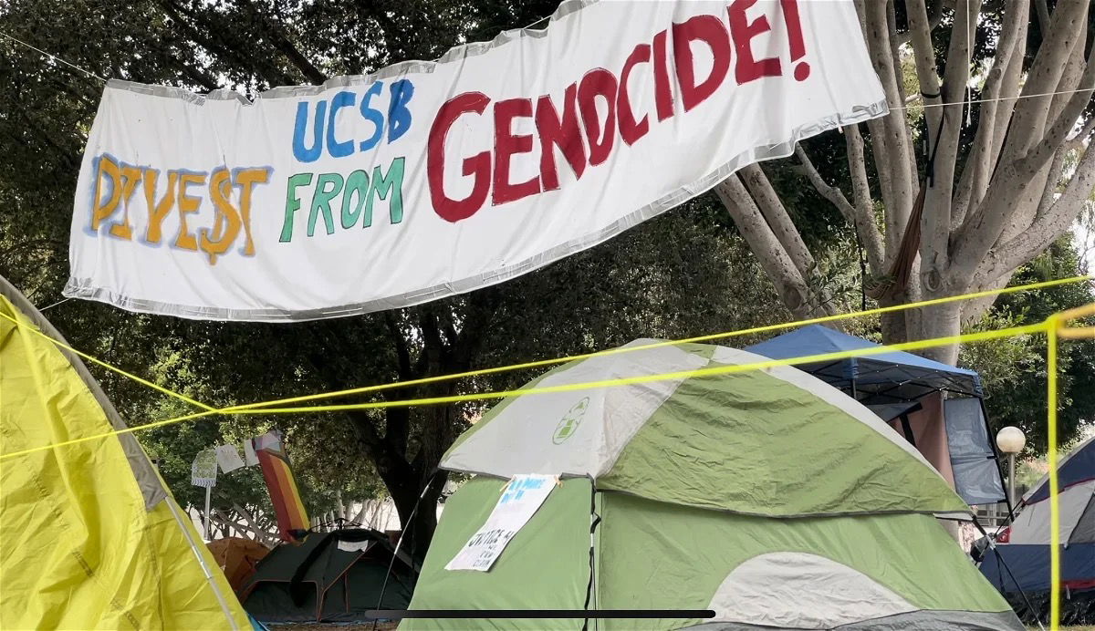 Image taken at UCSB's encampment on May 30, 2024 by David Aguilar-Soto with KEYT News