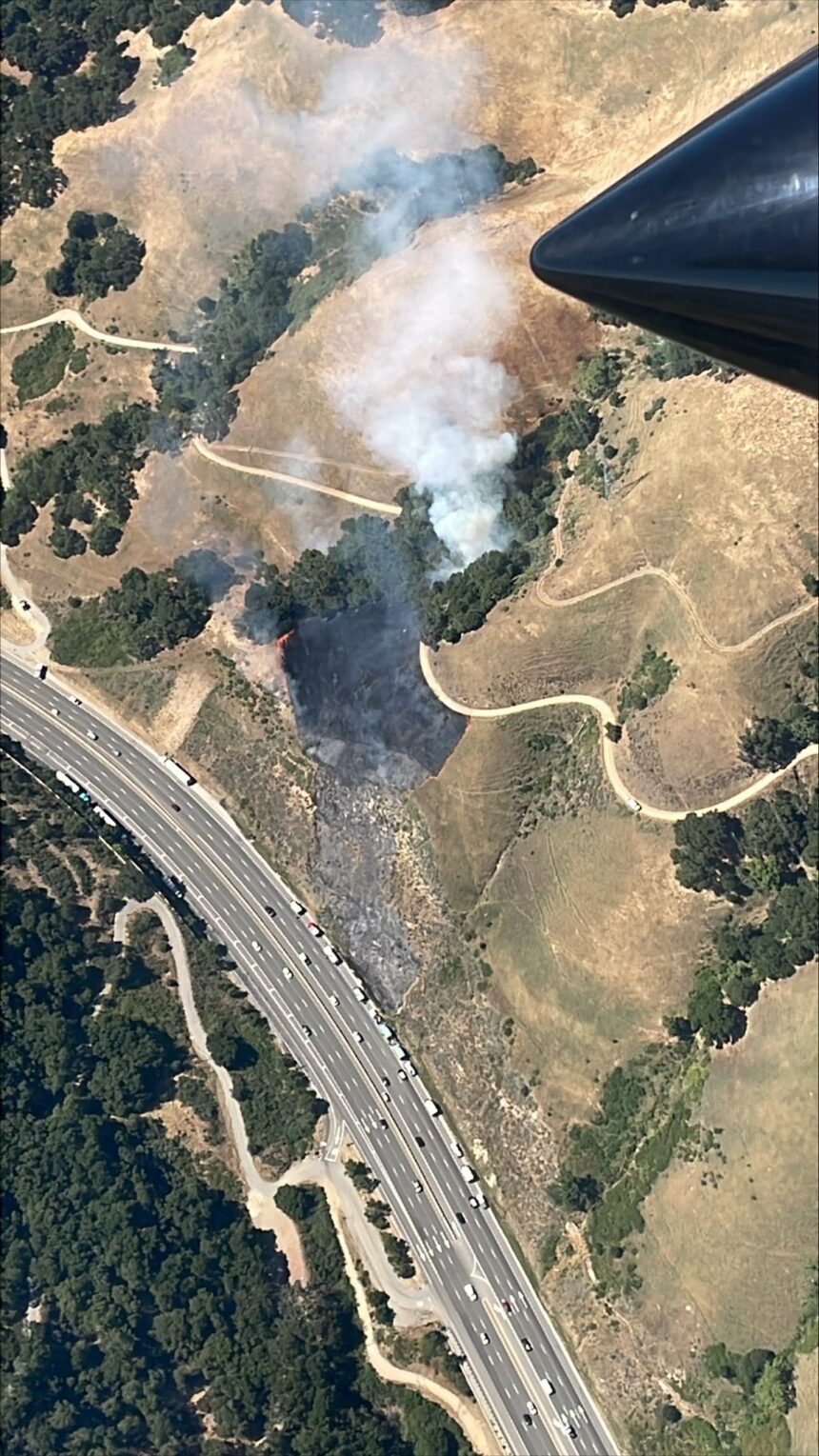 Fire crews extinguished a 3.93-acre grass fire at the Cuesta Grade ...