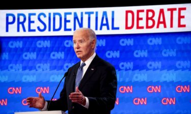 President Joe Biden speaks during the CNN Presidential Debate on June 27