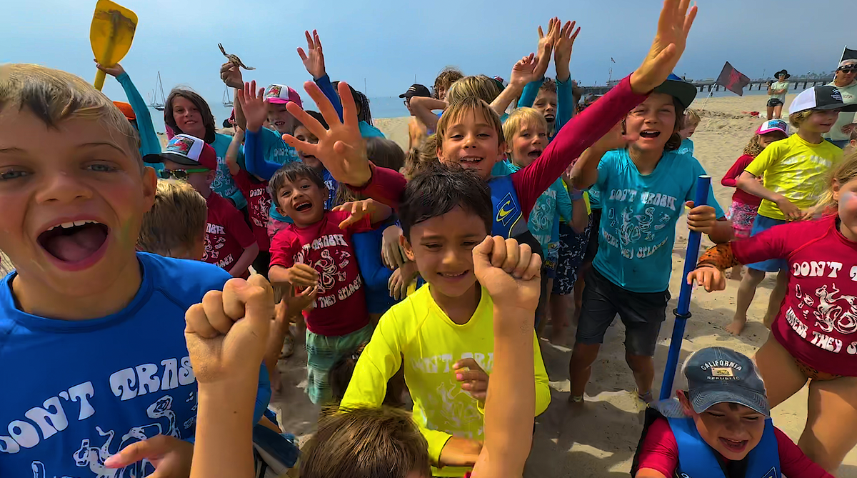 Children romp around at Lobster Jo’s Beach Camp in Santa Barbara