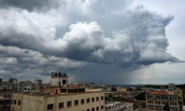 Large clouds move over Havana due to the proximity of the tropical storm Helene