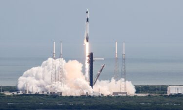 This screen grab from NASA's livestream shows the Crew-9 Dragon capsule maneuvering through orbit.