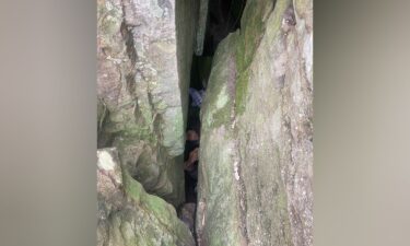 The woman was wedged between rocks near an overgrown bush track.