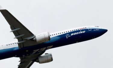 A Boeing 737 MAX-10 performs a flying display at the 54th International Paris Airshow at Le Bourget Airport near Paris