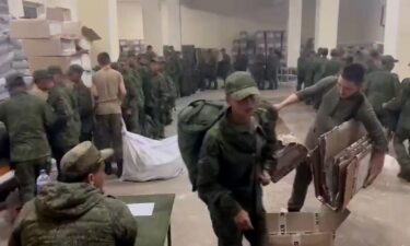 Video provided to CNN by the Ukrainian Center for Strategic Communication and Information Security appears to show North Korean soldiers receiving Russian uniforms and equipment at the Sergeevka Training Ground in the Far East of Russia.