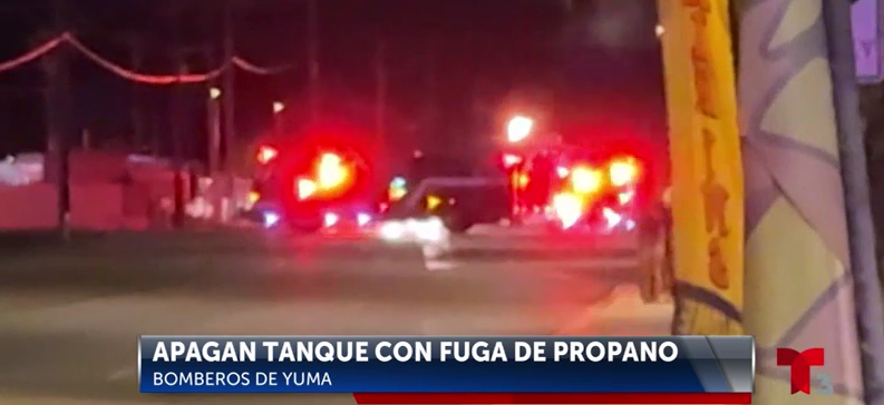 Bomberos apagan Tanque con fuga de Propano en Yuma