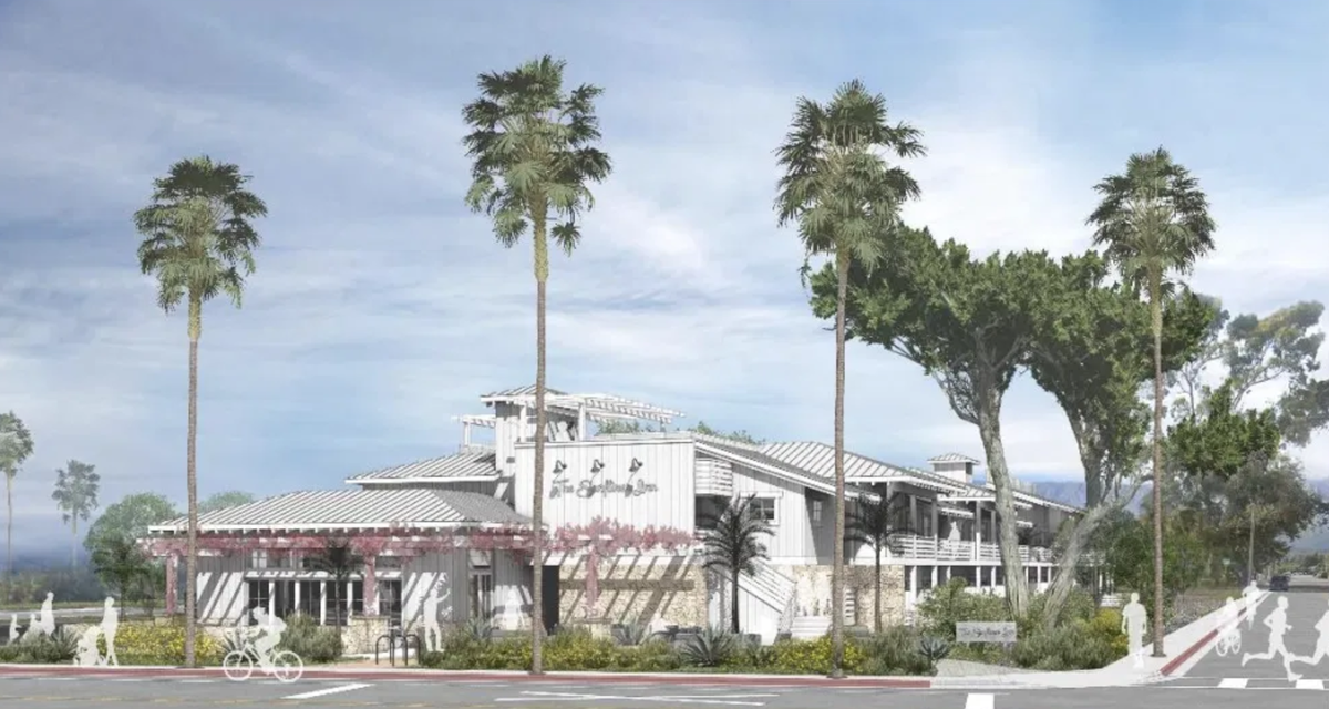 Story poles are up for the proposed Surfliner Inn in Carpnteria.