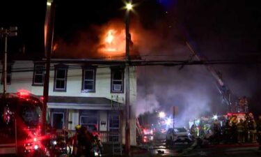 Firefighters worked for several hours to battle a fire with heavy flames at a Verona building that houses four apartments Thursday night.