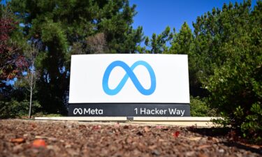 The Meta logo marks the entrance of its corporate headquarters in Menlo Park