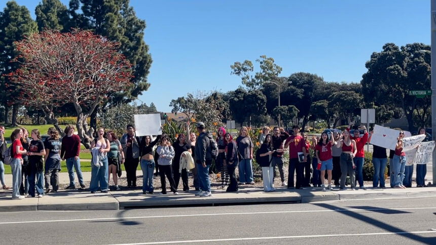 Dozens of high school students in Ventura walk out to protest staff cuts