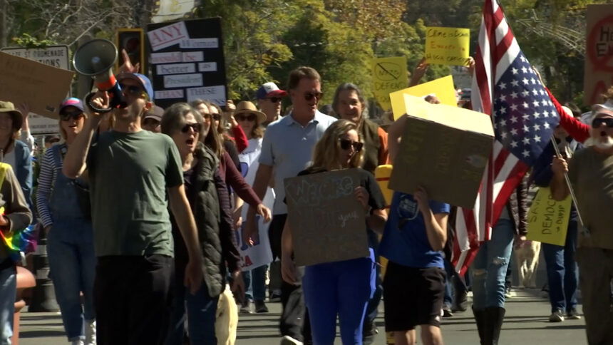 Protestors take to the streets on Presidents Day to send a message to Trump administration