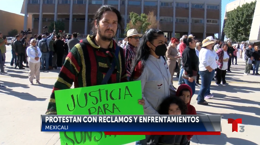 Protestan con reclamos y enfrentamientos ante asesinato de Sunshine Rodríguez en Mexicali