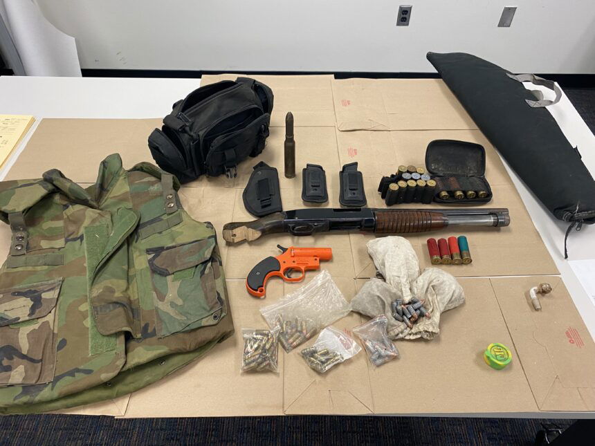 Deputies arrest trespassing man in Santa Clara River Bottom with sawed-off shotgun, body armor, ammunition, and narcotics