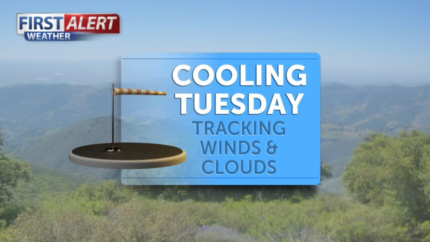 Cooling Tuesday, increasing clouds