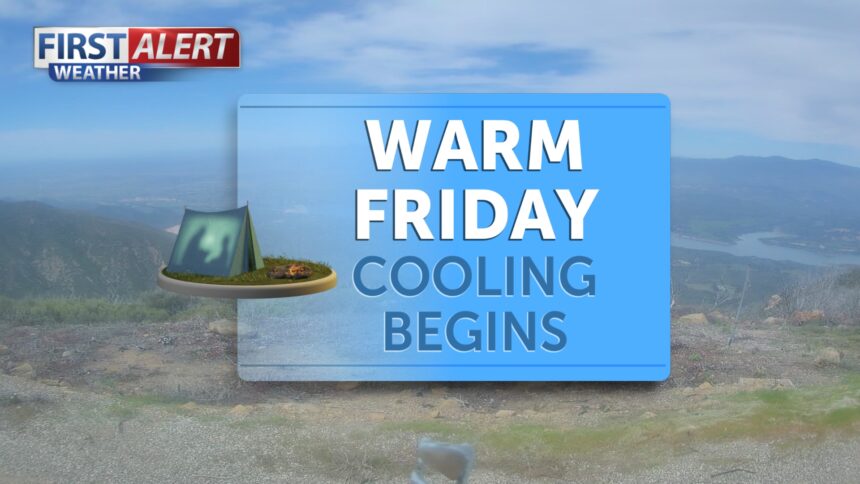 Cooling Friday, clouds increasing