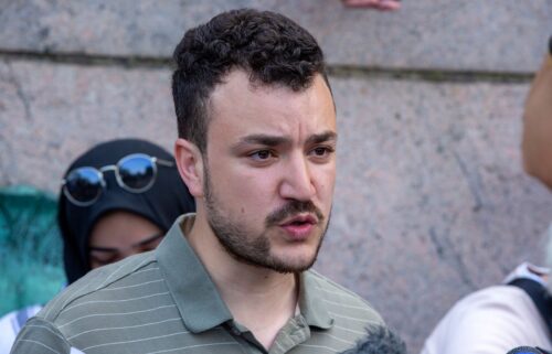Mahmoud Khalil is seen at a pro-Palestinian protest encampment on the Columbia University campus in New York