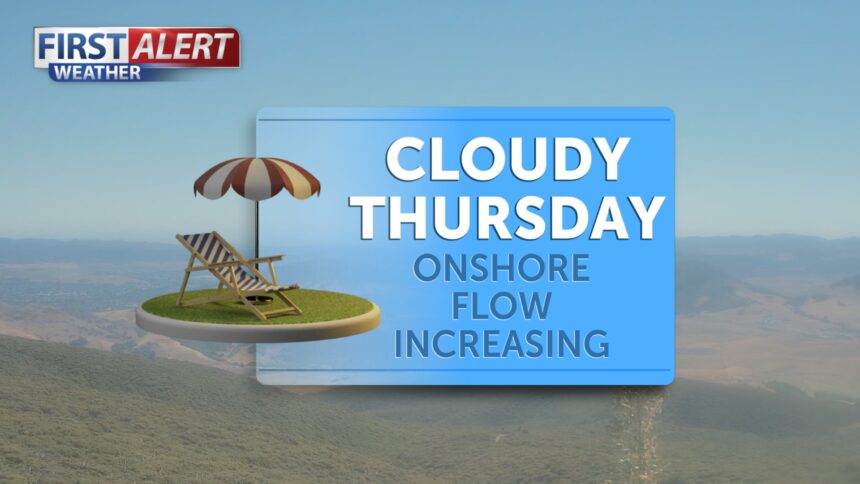 Cloudy Thursday, onshore flow increasing