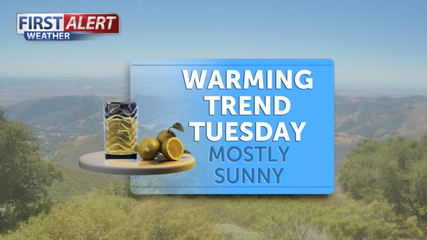 Warming trend Tuesday, mostly sunny