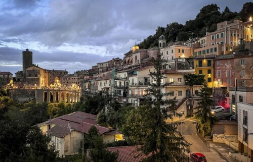 Pope Leo XIV greets people as he arrives for his two-week stay in Castel Gandolfo on July 6.