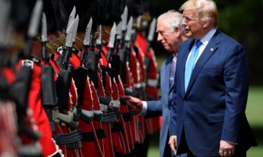 President Donald Trump was greeted by then-Prince Charles at Buckingham Palace in London on June 3