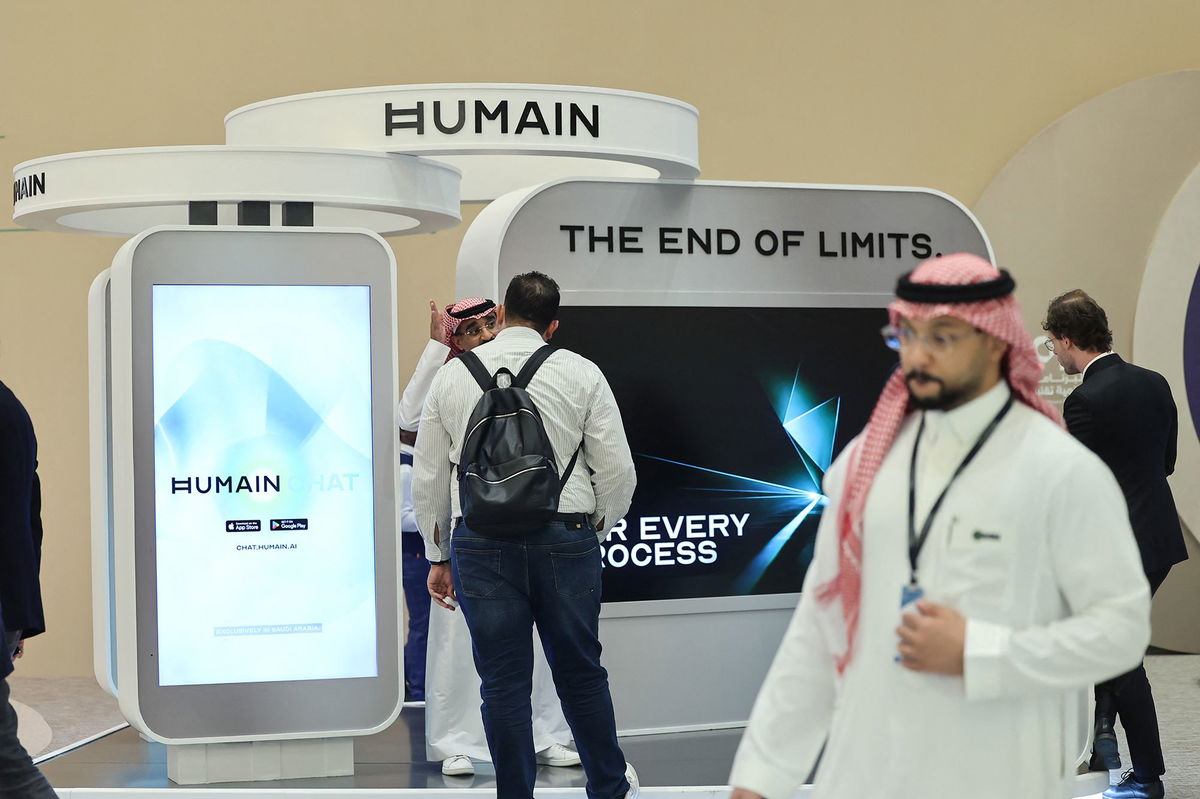 AI company Humain's booth during the Future Investment Initiative conference in Riyadh
